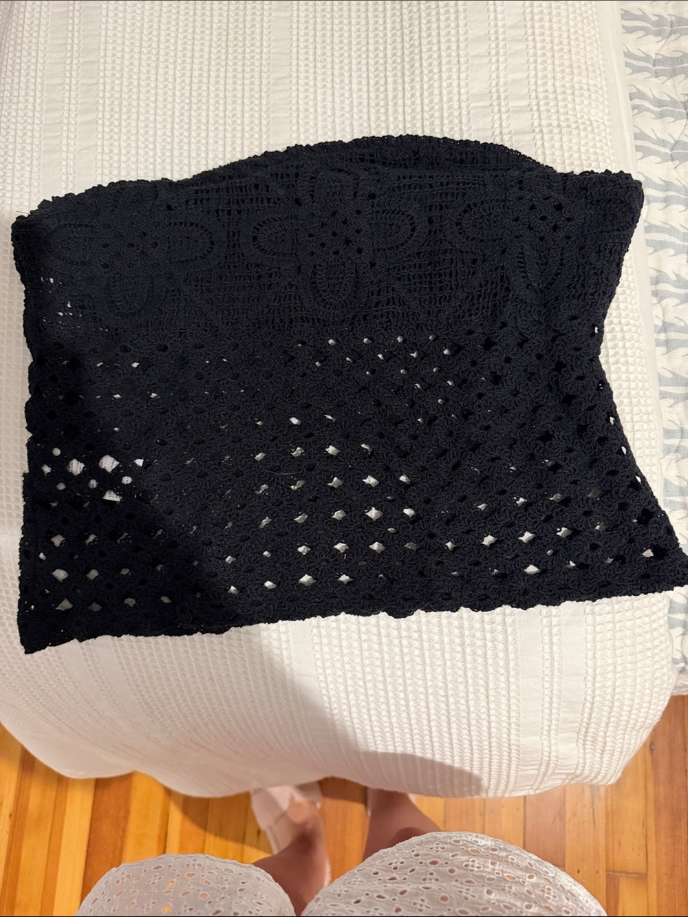 J. Crew Black Crochet strapless top